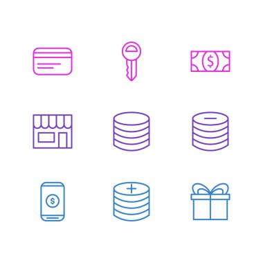 9 ticaret simgeler vektör Illustration. Eksi, mobil, düzenlenebilir paketi artı ve diğer öğeleri.