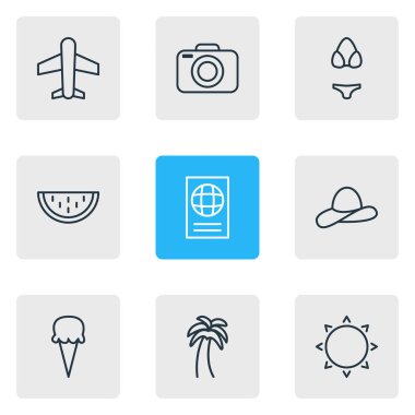 9 Sezon simgeler vektör Illustration. Sertifika, Cap, mayo ve diğer öğeleri düzenlenebilir paketi.