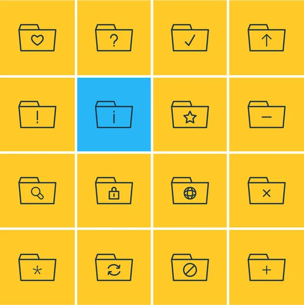 Ilustración vectorial de 16 iconos de documentos. Paquete editable de Dossier, Recuperación, Cerrado y otros elementos . — Archivo Imágenes Vectoriales