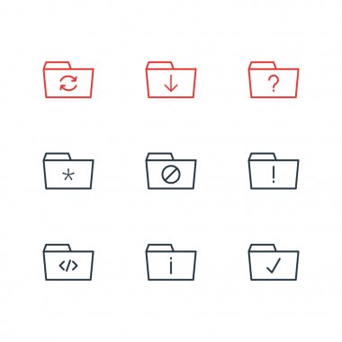 9 dosya simgeler vektör Illustration. Komut dosyası, iş, önemli ve diğer öğeleri düzenlenebilir sürüsü.