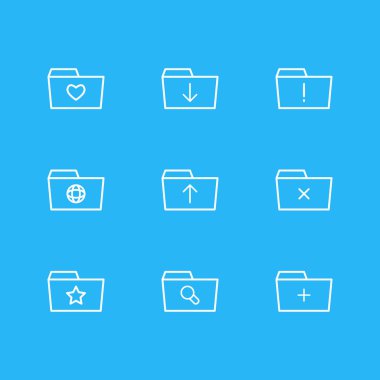 9 dosya simgeler vektör Illustration. Düzenlenebilir paket dosyası, Ayrıca, yükleme ve diğer öğeleri.