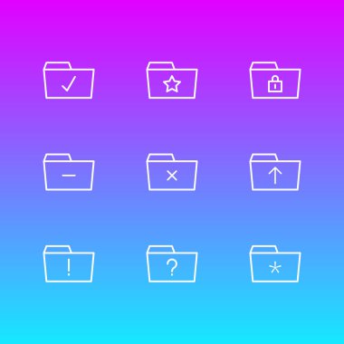 9 dosya simgeler vektör Illustration. Düzenlenebilir paket önemli, önemli, göndermek ve diğer öğeleri.