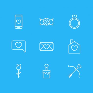 9 tutku simgeler vektör Illustration. Messenger, ev, nişan ve diğer öğeleri düzenlenebilir paketi.