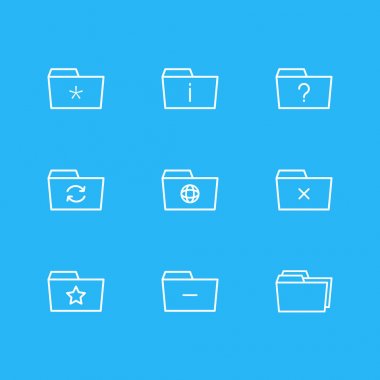 9 klasör simgeleri vektör Illustration. Düzenlenebilir paket dosyası, önemli, kaldır ve diğer öğeleri.