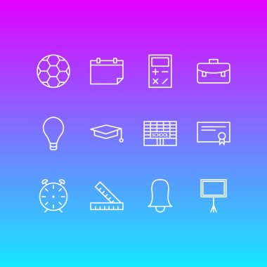 12 çalışmalar simgeler vektör Illustration. Futbol, düzenlenebilir paketi yazar tablo, Jingle ve diğer öğeleri.