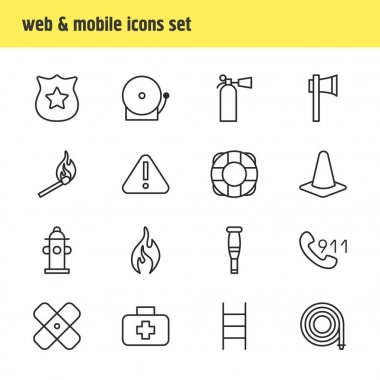 16 zorunluluk simgeler vektör Illustration. Rozet, Hosepipe, Spike ve diğer öğeleri düzenlenebilir paketi.