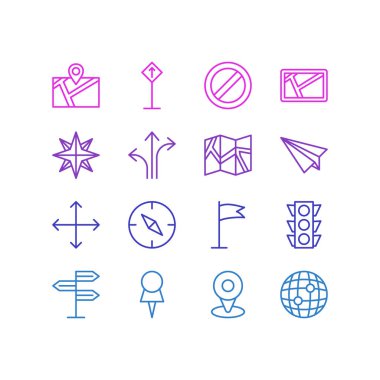 16 yönünü simgeler vektör Illustration. Blok, konumu, Origami ve diğer öğeleri düzenlenebilir paketi.