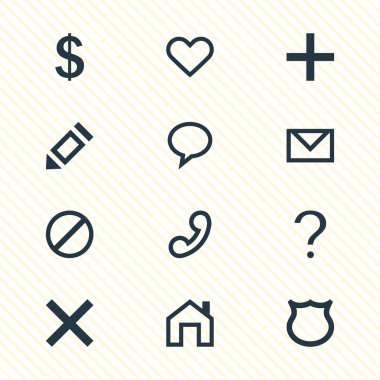 12 arabirim simgeler vektör Illustration. Erişim engellendi, yardım, Anasayfa ve diğer öğeleri düzenlenebilir paketi.