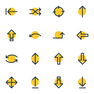 16 üye simgeler vektör Illustration. Zam, sekme, geri alma ve diğer öğeleri düzenlenebilir paketi.