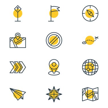 12 gezinti simgeler vektör Illustration. Düzenlenebilir Pack yönelimi, oku, blok ve diğer öğeleri.