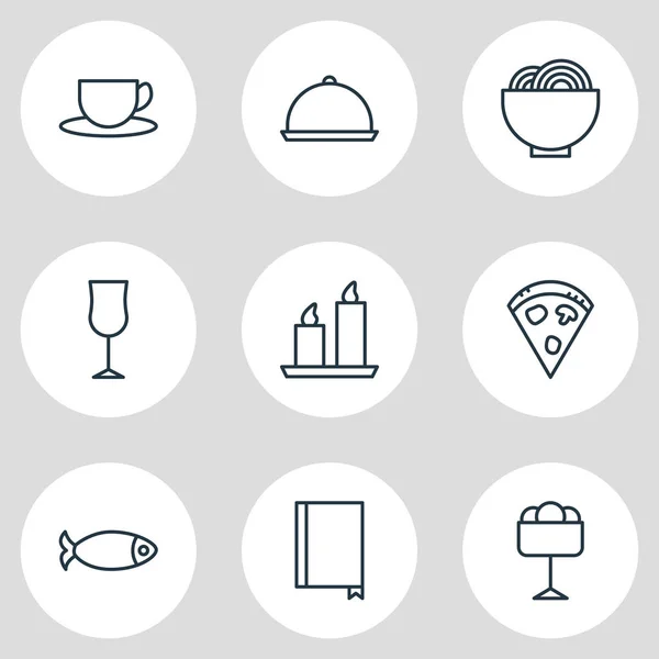 Ilustración vectorial de 9 iconos del café. Paquete editable de helado, té, tazón de fuente y otros elementos . — Archivo Imágenes Vectoriales