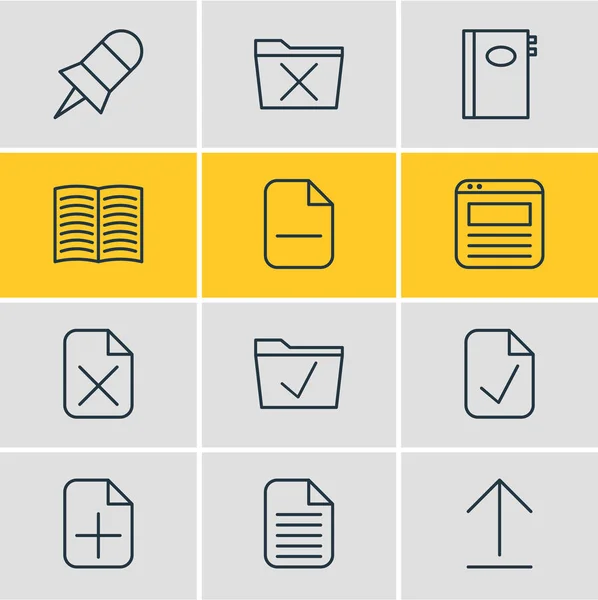 Vector Illustration Of 12 Office Icons. Editable Pack Of Blank, Done, Approve And Other Elements. — Stock Vector