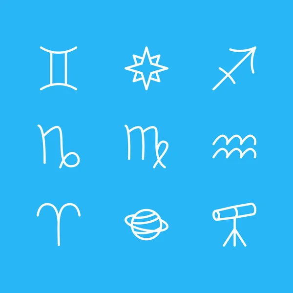 Vektorillustration av 9 astrologi ikoner. Redigerbara Pack av Archer, get, favorit och andra element. — Stock vektor