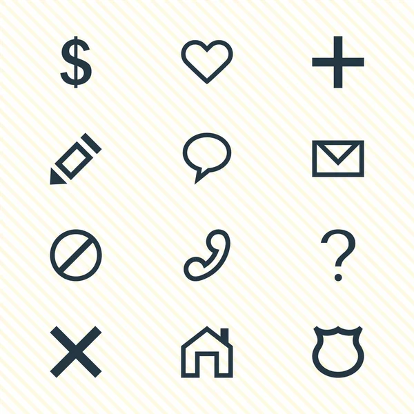 12 arabirim simgeler vektör Illustration. Erişim engellendi, yardım, Anasayfa ve diğer öğeleri düzenlenebilir paketi.