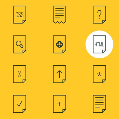12 dosya simgeler vektör Illustration. Düzenlenebilir Pack indir, soru, belge ve diğer öğeleri.