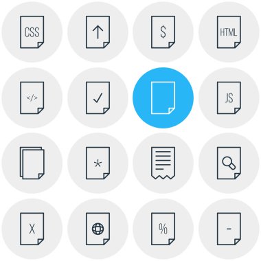 16 dosya simgeler vektör Illustration. Düzenlenebilir paket klasörü, kopya, bitmiş ve diğer öğeleri.