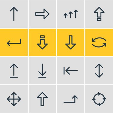 16 okları simgeler vektör Illustration. Düzenlenebilir paket gönder, yukarı doğru günah çıkarma ve diğer öğeleri.
