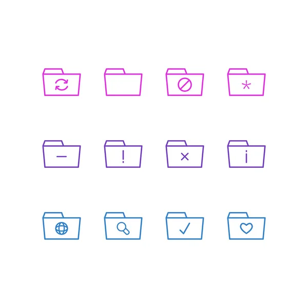 Vektorové ilustrace 12 ikony dokumentu. Upravitelné Pack informace, odebrat, uzamčené a další prvky. — Stockový vektor