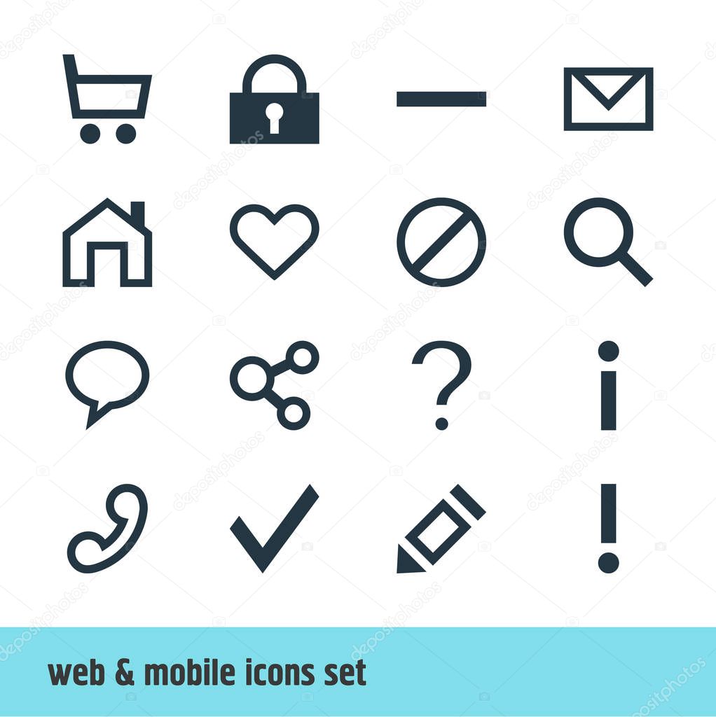 Vector Illustration Of 16 User Icons. Editable Pack Of Mainpage, Letter, Info And Other Elements.