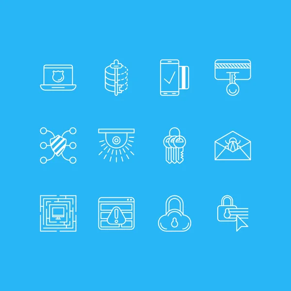 Vector Illustration Of 12 Privacy Icons. Editable Pack Of Encoder, System Security, Easy Payment And Other Elements. — Stock Vector
