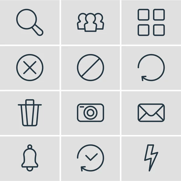 Ilustración vectorial de 12 iconos de aplicación. Paquete editable de bloque, recarga, bloqueado y otros elementos . — Vector de stock