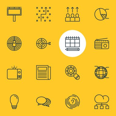 16 reklam simgeler vektör Illustration. Amaçlayan, ağ, düzenlenebilir paketi hedef ve diğer öğeleri.