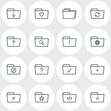 16 dosya simgeler vektör Illustration. Düzenlenebilir paket Büyüteç, soru, kilitli ve diğer öğeleri.