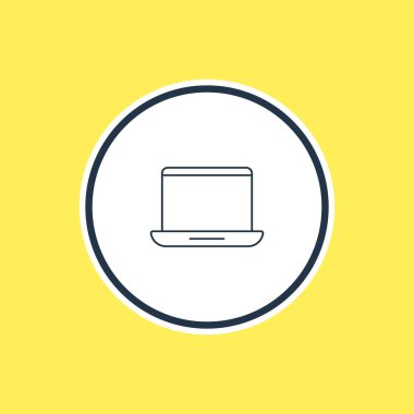 Laptop anahat vektör Illustration. Güzel bilgisayar öğesi de not defteri öğesi olarak kullanılabilir.