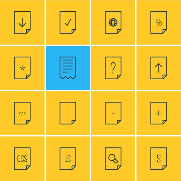 16 종이 아이콘 벡터 일러스트입니다. 편집 가능한 팩 스크립트를 완료, 스타일 및 기타 요소. — 스톡 벡터