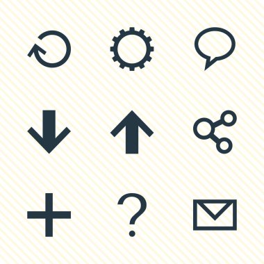 9 arayüzü simgeler vektör Illustration. Yardım, düzenlenebilir sürüsü aşağı doğru yenilemek ve diğer öğeleri.