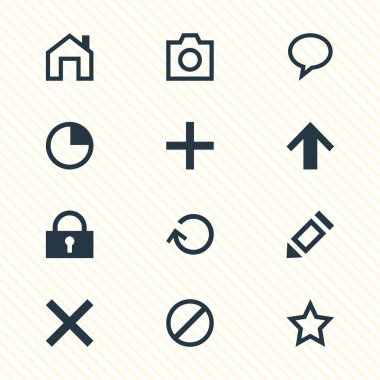 12 kullanıcı simgeler vektör Illustration. Üst, anlık görüntü, yıldız ve diğer öğeleri düzenlenebilir sürüsü.