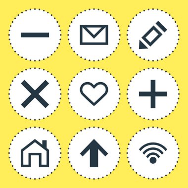 9 kullanıcı simgeler vektör Illustration. Mektup, düzenlenebilir paketi yanlış, artı ve diğer öğeleri.