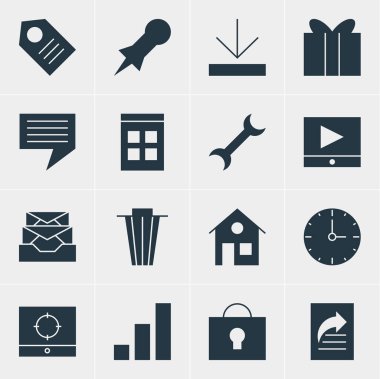 16 Internet simgeler vektör Illustration. Çöp, düzenlenebilir Pack artırmak grafik, belge transferi ve diğer öğeleri.