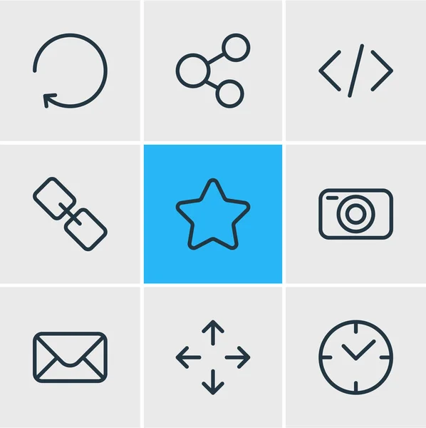 矢量图的 9 附件图标。可编辑包评级、 份额、 时钟和其他元素. — 图库矢量图片