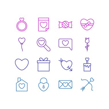 16 tutku simgeler vektör Illustration. Düzenlenebilir paketi hediye, davet, ev ve diğer öğeleri.