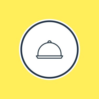 Çanak anahat vektör Illustration. Güzel Cafe öğesi de tepsi öğesi olarak kullanılabilir.