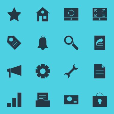 16 Internet simgeler vektör Illustration. Düzenlenebilir paket artış grafiği, belge Transfer, yer imi ve diğer öğeleri.