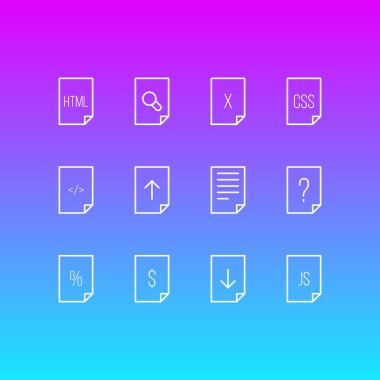 12 belge simgeler vektör Illustration. Düzenlenebilir paketini kaldır, yüzde, stil ve diğer öğeleri.