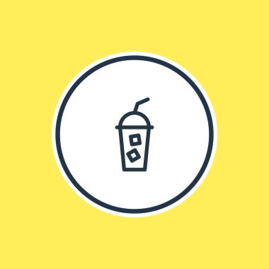 Soğuk içecek anahat vektör Illustration. Güzel içki öğesi da yumuşak içecek öğesi olarak kullanılabilir.