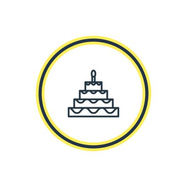 Doğum günü pastası vektör çizim anahat. Güzel bayram öğesi de Pastane elemanı kullanılabilir.