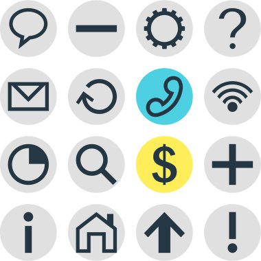 16 kullanıcı simgeler vektör Illustration. Kronometre, düzenlenebilir paket yenilemek, yardım ve diğer öğeleri.