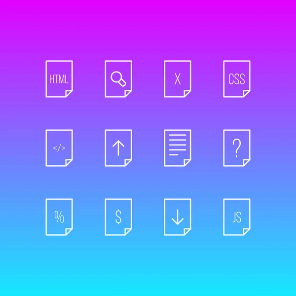 Векторная иллюстрация 12 икон документов. Столовый набор изменений, процентов, стиля и других элементов . — стоковый вектор