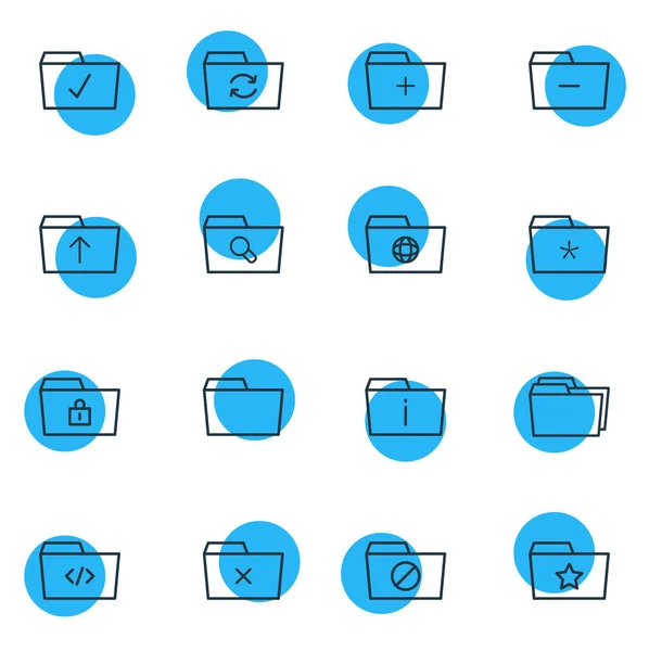 Vektorové ilustrace 16 dokumentace ikon. Upravitelné Pack z držení, odebrat, Odeslat a další prvky. — Stockový vektor