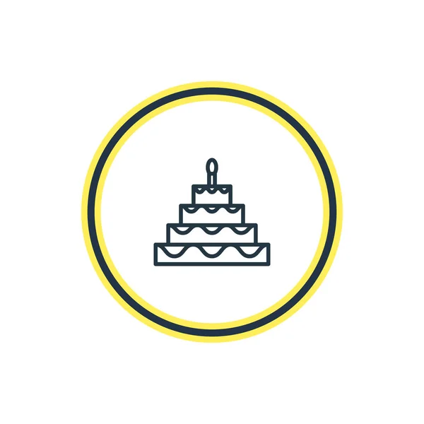 Ilustración vectorial del esquema de la torta de cumpleaños. Hermoso elemento de fiesta también se puede utilizar como elemento de la pastelería . — Vector de stock
