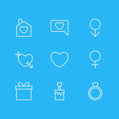 9 tutku simgeler vektör Illustration. Düzenlenebilir paket ev, Messenger, ruh ve diğer öğeleri.