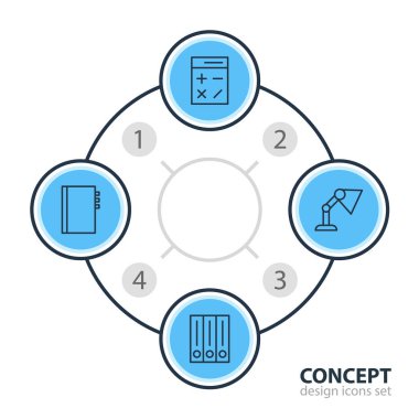 4 aletleri simgeler vektör Illustration. Düzenlenebilir Pack ışığının, hesaplamak, arşiv ve diğer öğeleri.