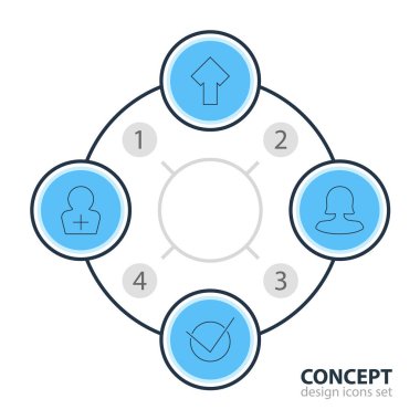 4 arabirim simgeler vektör Illustration. Kayıt hesap, kadın kullanıcı, Evet ve diğer öğeleri düzenlenebilir sürüsü.
