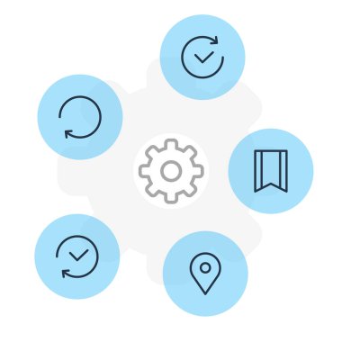 5 ek simgeler vektör Illustration. Düzenlenebilir sürüsü geçmiş, flama, yeniden yükle ve diğer öğeleri.