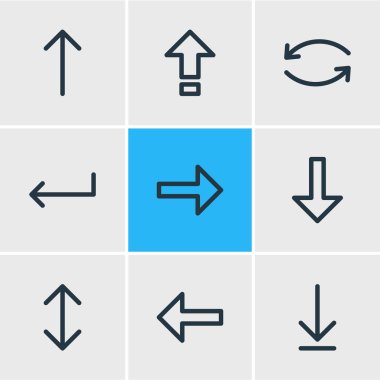 9 işareti simgeler vektör Illustration. Güncelleştirme, yükleme, sağ ve diğer öğeleri düzenlenebilir paketi.