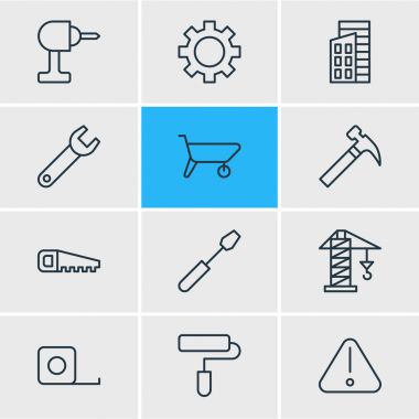 12 sanayi simgeler vektör Illustration. Roller, bulutsuz, dişli elemanları düzenlenebilir paketi.